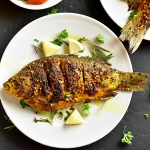 Fried fish on plate