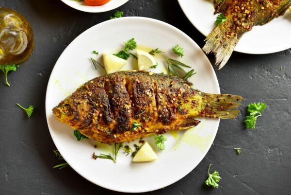 Fried fish on plate