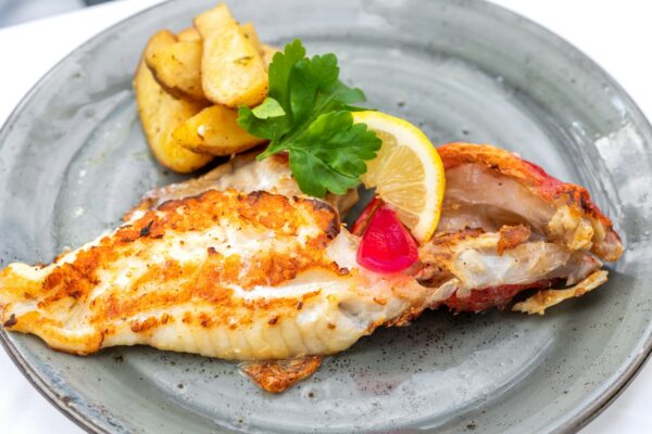 plate of grilled fish fillet